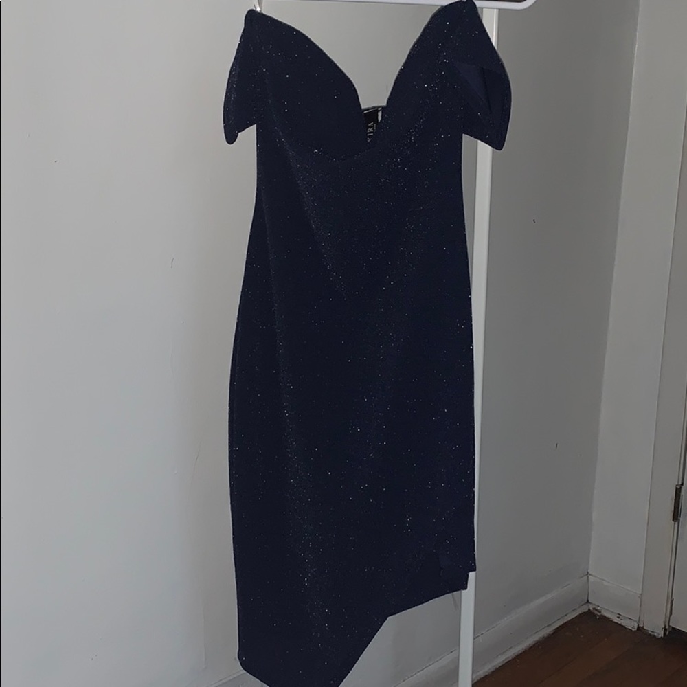 Sparkly navy strapless dress
